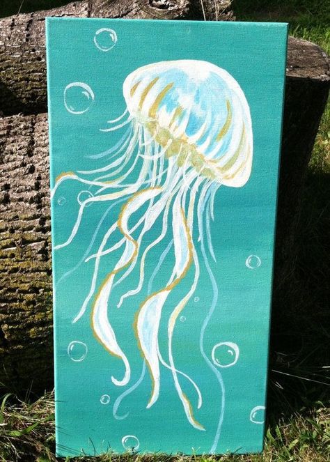 jelly fish Jelly Painting, Mermaid Underwater, Jellyfish Painting, Underwater Theme, Jellyfish Art, Florida Room, Paint Nite, Painting Party, Paint Night