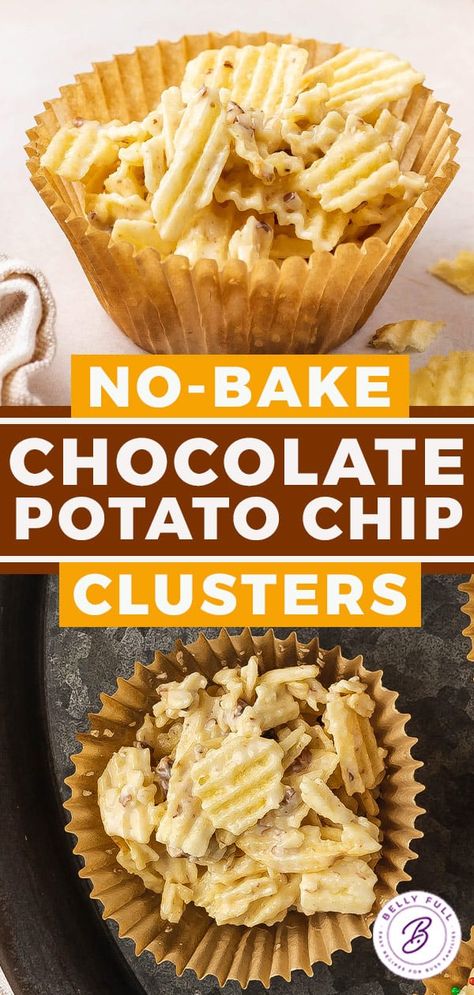 Potato Chip Chocolate Clusters, Chocolate And Potato Chip Clusters, Potato Chips And Chocolate, Potato Chip Clusters, No Bake Potato Chip Cookies, Potato Chip Candy, Chocolate Covered Chips, Chocolate Potato Chip Clusters, Potato Chip Dessert