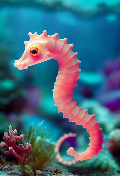 Colorful Tiny Seahorse in Coral Reef. This art design has a kind of colorful anime style in it. This is great gift for a person that loves Seahorses or marine animals. Seahorse Photography, Sea Animals Tattoo, Seahorse Facts, Seahorse Drawing, Colorful Seahorse, Coral Reef Art, Marine Life Art, Seahorse Art, Underwater Painting