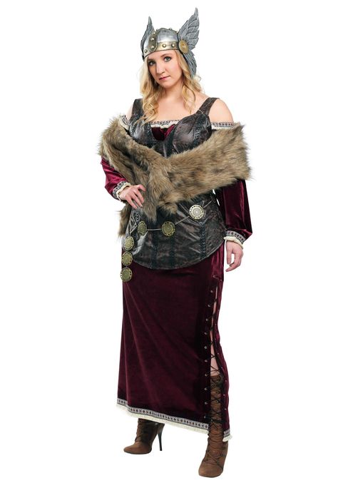 PRICES MAY VARY. Size: 3X COSTUME INCLUDES: This women's Norse goddess costume comes with a stretch velvet Viking dress, a faux fur shrug, and a faux leather Viking armor tunic with an attached belt. FROM THE FUN COMPANY: We take costumes seriously and we're proud to offer some of the fiercest styles from the pages of history. When you want a medieval costume theme for Halloween, this plus size Viking costume for women will let you show off strength as a mighty Norse goddess. DETAILS THAT MATTER Viking Goddess, Warrior Costume, Warrior Outfit, Plus Size Halloween Costume, Plus Size Costume, Viking Dress, Plus Size Costumes, Viking Costume, Goddess Costume