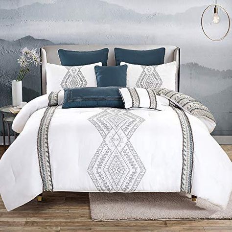 Luxury Comforter Sets, Full Comforter Sets, Blue Comforter, Comfy Bedroom, Luxury Bedding Set, California King Bedding, King Comforter Sets, Bed In A Bag, Comfortable Bedroom