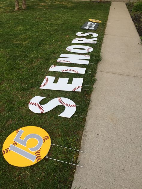 Seniors softball custom letters Senior Night Ideas For Softball, Senior Night Softball Ideas, Senior Night Baseball Ideas, Softball Senior Night Ideas, Ideas For Senior Night, Senior Night Softball, Senior Night Baseball, Softball Gift Ideas, Baseball Senior Night