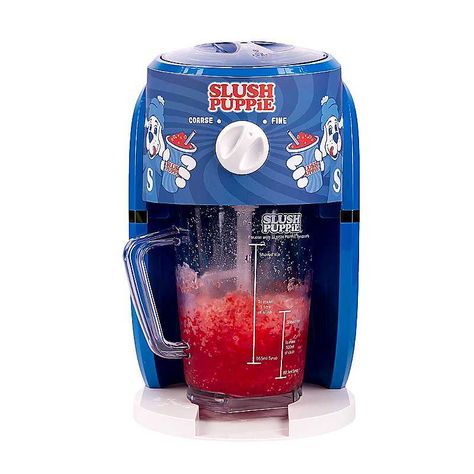 Bring the legendary Slush Puppie brand into your home with this classic Slush puppie snow cone maker. Simply add your favourite syrup or similar, turn the machine on, then pour out your ice-cold slushie. Brand: Slush Puppie 2 options for slush - coarse and fine Not suitable for dishwasher use Mains operated No batteries required Size approx. 31 x 18 x 20 cm (12 z 7 x 8 in) Slushie Machine, Slush Machine, Snow Cone Maker, Slush Puppy, Bar A Vin, Snow Cone, Snow Cones, Shaved Ice, Frozen Drinks