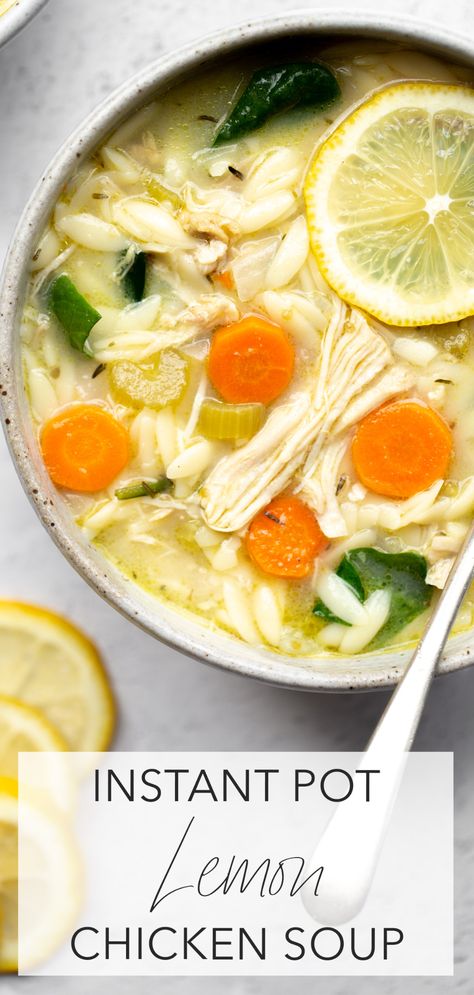 Instant Pot Lemon Chicken Soup, Instapot Soups With Chicken, Minimalist Meals, Lemon Chicken Soup With Orzo, Pressure Cooker Soup Recipes, Instant Pot Lemon Chicken, Pressure Cooking Chicken, Pressure Cooker Recipes Chicken, Greek Lemon Chicken Soup