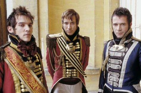 Still of Jonathan Rhys Meyers, Rhys Ifans and James Purefoy in Vanity Fair Vanity Fair Movie, Rhys Ifans, Mira Nair, James Purefoy, Jonathan Rhys Meyers, Military Uniforms, Stage Costume, Movie Costumes, Men In Uniform