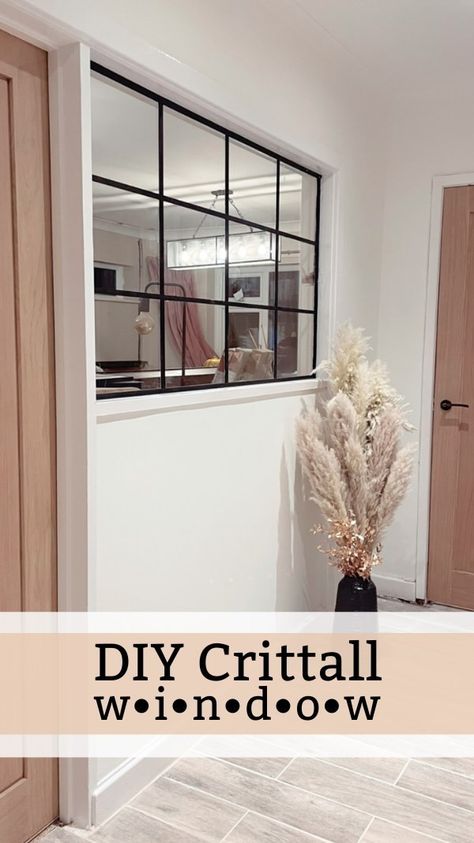 Crittal Windows Interior, Black Internal Windows, Hallway Renovation, Crittall Doors, Internal Window, Crittal Windows, Boho Decoration, Wood Effect Tiles, Neutral Boho