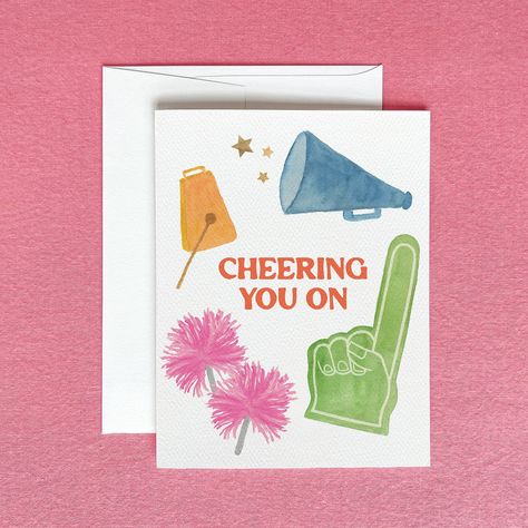 When you want to not-so-quietly let someone know you’re cheering them on…I’ve got the card for you! Who would you send this card to?! Congratulations Greeting Card, Cheer Pom Poms, Fathers Day Art, Congratulations Greetings, Colorful Stationery, Foam Finger, Farewell Cards, Graduation Greetings, Birthday Card Drawing