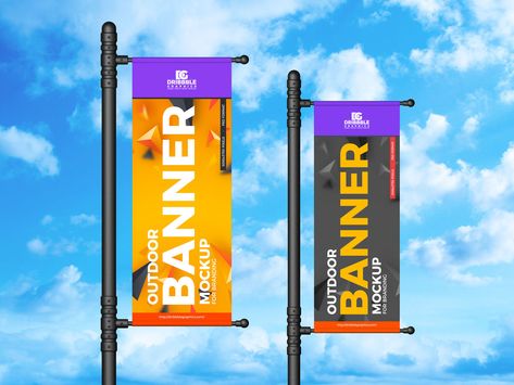 Free Outdoor Advertisement Roadside Banner Mockup Design - Mockup Planet Outdoor Banner Design, Restaurant Banner, Banner Mockup, Pole Banners, Street Banners, Vertical Banner, Sign System, Event Display, Business Proposal Template