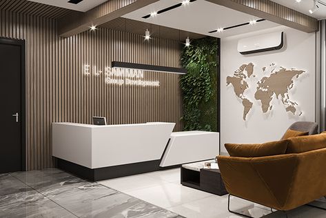 Travel Agency Office Interior Ideas, Corporate Office Reception Design, Travel Office Interior Design, Company Reception Design, Travel Agency Office Design Interiors, Reception Office Design, Office Reception Interior Design, Lobby Decor Ideas, Modern Reception Area