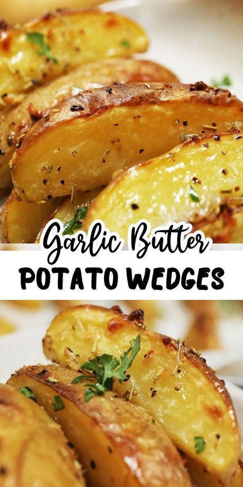 Experience the simplicity and deliciousness of Garlic Butter Potato Wedges, ready in 30 minutes. These warm, comforting wedges are a must-try for 2-4 servings. Best Potato Recipes, Butter Potatoes, Easy Potato Recipes, Vegetable Side Dishes Recipes, Potato Recipes Side Dishes, Potato Sides, Side Dishes Recipes, Potato Side Dishes, Potato Wedges