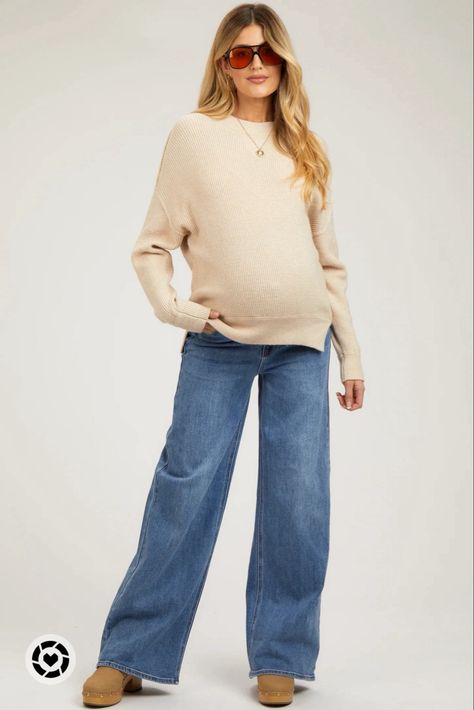 Tap to shop! Maternity Jeans Outfit, Wide Leg Maternity Jeans, Best Maternity Jeans, Prego Outfits, Pregnancy Fashion Winter, Pregnancy Fashion Fall, Fall Maternity Outfits, Winter Maternity Outfits, Maternity Work Clothes