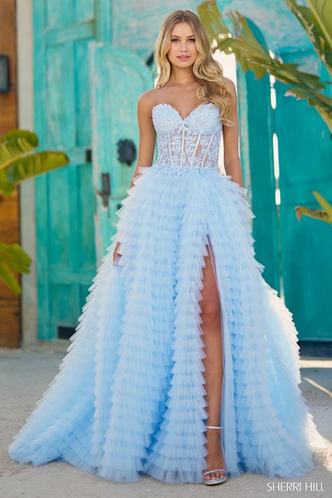 Sites-SherriHill-Site Strapless Prom Dress, Princess Sleeves, Lace Evening Gowns, Lace Ball Gowns, Corset Dress Prom, Strapless Sweetheart Neckline, Sweetheart Prom Dress, Lace Prom Dress, A Line Prom Dresses