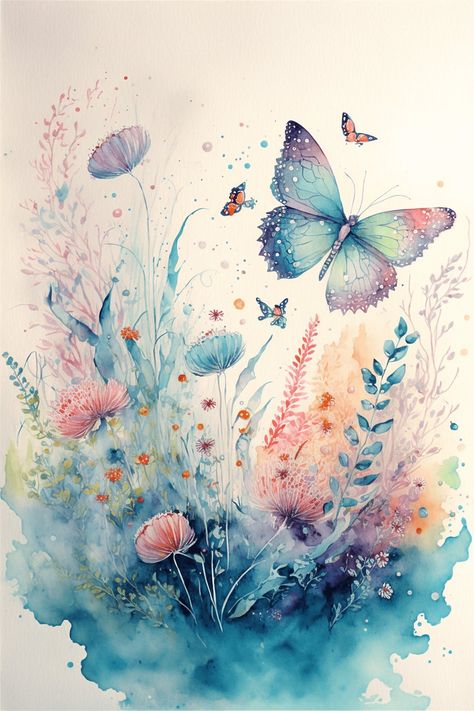 Frühling Wallpaper, Art Butterflies, Prints For Nursery, Art Papillon, Decor Butterfly, Watercolor Butterfly, Spring Wallpaper, Butterfly Watercolor, Butterfly Art