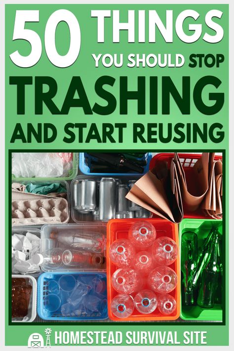 Save money by finding ways to repurpose and upcycle things that other folks would throw away. Here are 50 items you should reuse. Upcycle Crafts Household Items, Garden Upcycle Ideas, Plastic Coffee Containers, Repurposed Containers, Creative Upcycling, Homesteading Tips, Reuse Recycle Repurpose, Recycling Crafts, Garden Escape