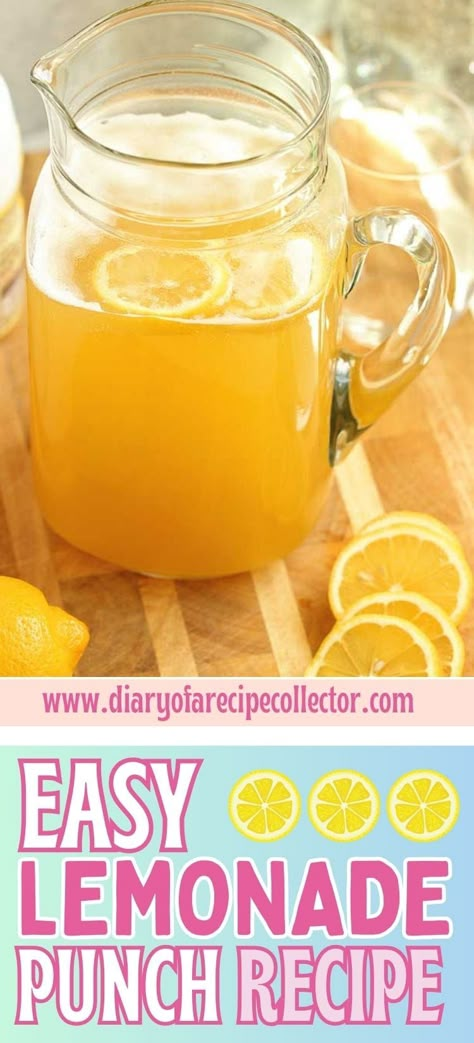 Countrytime Lemonade Punch, Lemon Punch Recipes, Lemonade Punch Recipes Non Alcoholic, Lemonade Sprite Punch, Country Time Lemonade Punch, Yellow Punch Recipe, Lemonade Punch Recipes, Punch With Lemonade, Lemonade For A Crowd