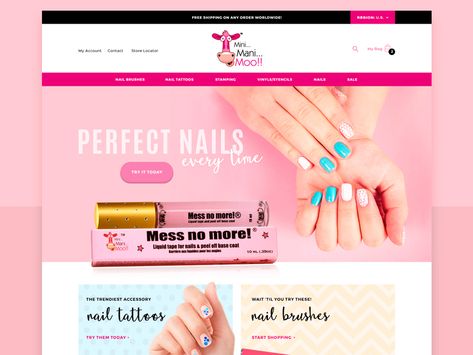 Nails Website Design, Girly Nails Pink, Swatch Display, Fabric Swatch Display, Webpage Design Layout, Beauty Web, Girly Nails, Digital Identity, Nail Store