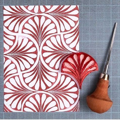 Linoleum Print, Motif Art Deco, Linocut Printmaking, Lino Art, Clay Stamps, Hand Carved Stamps, Stamp Carving, Linocut Art, Handmade Stamps