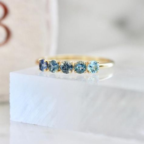 Colored Stone Wedding Bands, Montana Sapphire Wedding Band, Stacking Rings Diamond, Stacking Rings Wedding, Ring Combinations, Gem Breakfast, Modern Royalty, Wedding October, Three Wishes