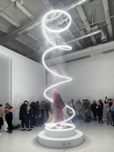 karolina halatek's spiral sculpture immerses spectators in light + fog Light Sculpture Installation, Interactive Installation, Space Images, Interactive Art, Event Lighting, Light Sculpture, Photo Op, Light Installation, Stage Design