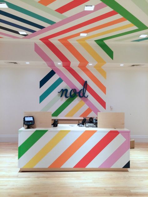 Colorful Retail Store, Commercial Wall Design, Kindergarten Interior, Land Of Nod, Environmental Design, Environmental Graphics, Wall Graphics, Office Interior Design, Commercial Design