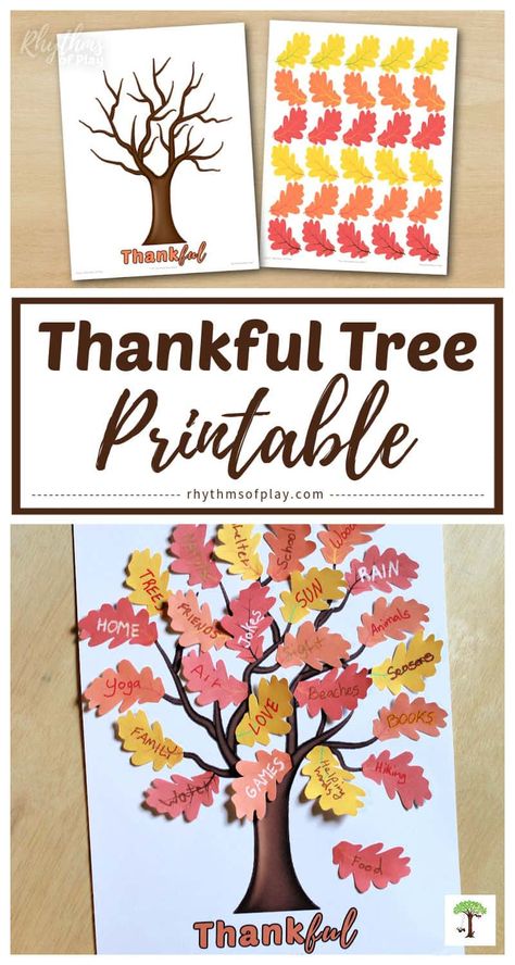 Thankful Tree Craft Printable, Thanksgiving Gratitude Tree, Thankful Tree Craft For Kids, Gratitude Preschool, I Am Thankful For Printable, Tree Of Thanks, Thankful Tree Printable, Gratitude Lesson, Thankful For Printable