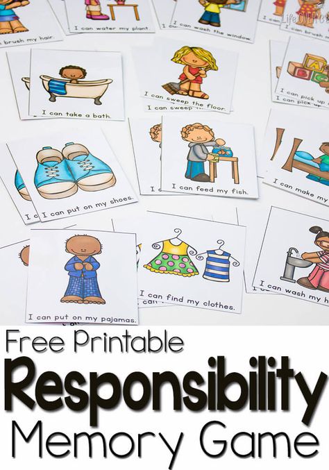 Responsibility for Preschoolers: Free Memory Game                                                                                                                                                                                 More Interactive Books For Preschoolers, Responsibility Lessons, Teaching Responsibility, Kid Responsibility, Beginning Readers, Play And Learn, Clear Pictures, Preschool Books, Memory Game