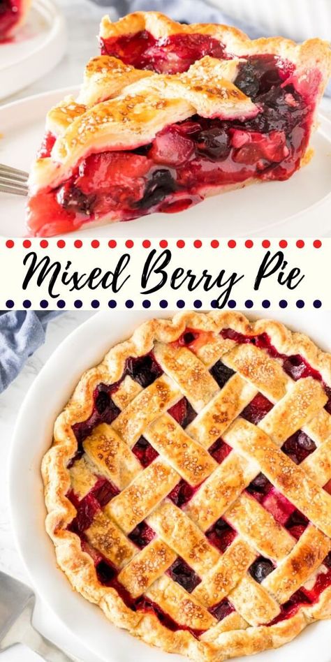 Berry Pie Recipe, Fruit Pie Recipe, Triple Berry Pie, Mixed Berry Pie, Pie Pastry, Dessert Homemade, Types Of Berries, Frozen Berries, Berry Pie