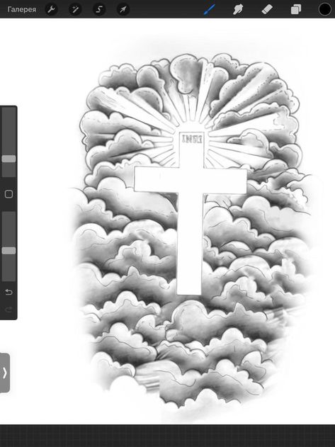 Cross And Clouds Tattoo, Cloud Tattoo Design Backgrounds, Cross With Clouds Tattoo, Cloud Neck Tattoo, Cloud Tattoo Sleeve Backgrounds, Clouds Tattoo Stencil, Forearm Tattoo Men Sleeve Clouds, Trust Process, Cloud Tattoo Sleeve