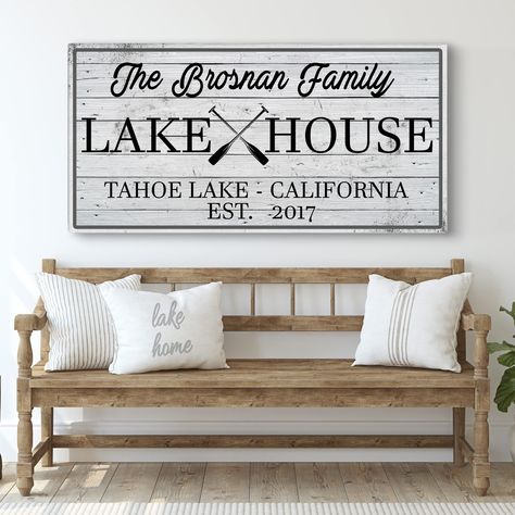 PRICES MAY VARY. Museum-Grade Quality - This Prime Vintage Framed Lake house decor wallart sign with paddle design Gallery-Wrapped Canvas; No sagging, dents, accidental rips; This Lake house sign room decor accessory wall art is Printed using UV-Resistant Ink with a neatly folded edge. Hassle-free - This personalized Lakehouse sign with paddle living room wall decor Comes with Ready-to-Hang Hooks; This family sign lake house decor wall art with paddle canvas is Water-resistant; Cleans easily usi Lake Life Decor, Family Lake House, Custom Lake House Signs, Lake House Gifts, Lake House Sign, Lake House Wall Art, Modern Farmhouse Wall Decor, Lake House Signs, Cabin Signs