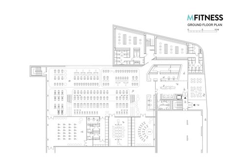 Gallery of MFitness / Smertnik Kraut - 13 Gym Plans Architecture, Fitness Center Design Plan, Gym Floor Plan Commercial, Gym Design Plan, Gym Layout Plan, Fitness Center Interior Design, Gym Floor Plan, Stair Plan, Gym Center