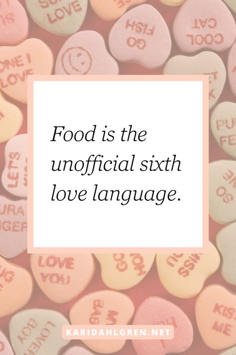 You can make peace with food while still using it to express love and joy! It's okay for food to be your love language. These funny quotes about overeating are soooo true, and the best part is that food can facilitate love and connection without feeling pressured to eat without hunger. Click through to read more. Love For Food Quotes, Foodie Friends Quotes Funny, Food Is Love Quotes, Quotes On Food Lovers, Food Love Language Quote, My Love Language Is Food, Food And Love Quotes, Quotes About Food And Love, Food Is My Love Language