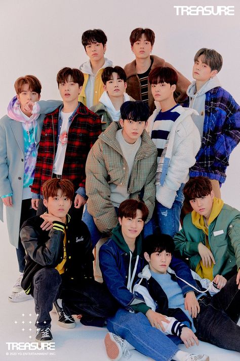 Update: TREASURE Shares New Group Photo Ahead Of Debut | Soompi Lirik Lagu Treasure, Treasure Poster, Yg Ent, Treasure Planet, Kpop Posters, Treasure Boxes, Coldplay, Group Photos, Kpop Wallpaper