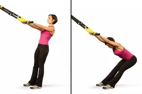 16 TRX Exercises for a Full-Body Workout | livestrong Trx Workouts For Women, Suspension Training Workouts, Lower Back Stretch, Surfer Workout, Back Of Arm Exercises, Trx Full Body Workout, Trx Exercises, Yoga Workout Routine, Trx Suspension Training