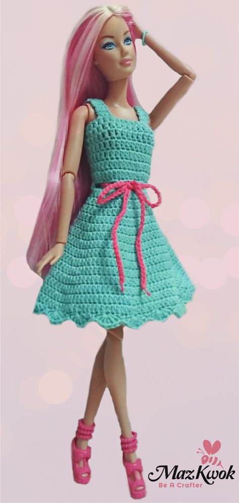 Doll Clothes Crochet, Tank Dress Pattern, Crochet Barbie Patterns, Crochet Doll Clothes Free Pattern, Crochet Doll Clothes Patterns, Knitting Doll, Accessoires Barbie, Barbie Knitting Patterns, Fashion Knitting