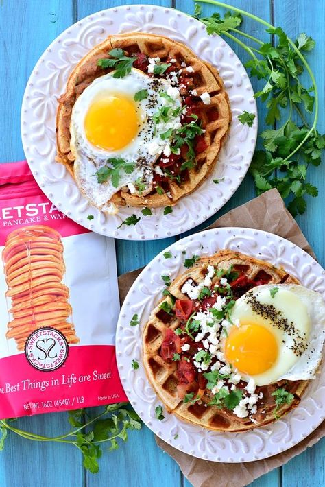 Gourmet Waffles, Ranchero Sauce, Pancake And Waffle, Gourmet Pancakes, Huevos Rancheros, Cotija Cheese, Food Contest, Chili Seasoning, Waffle Mix