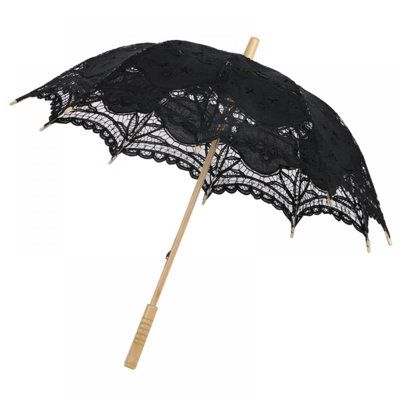 Unique silk cloth material, high-grade atmosphere, add elegance to your look. Lace shape, sweet symbol of happiness. It is perfect for wedding decoration, photo props etc. Composed of vintage style and gorgeous design, the lace umbrella is the epitome of elegance and grace. Fabric Color: Black | One Allium Way® Vintage Dance Props Photography Wedding Umbrellas Crafts Lace Umbrellas Decoration in Black | Wayfair Bridal Umbrella, Umbrella Craft, Wedding Umbrella, Parasol Wedding, Dance Props, Lace Umbrella, Sun Parasol, Umbrella Decorations, Lace Parasol