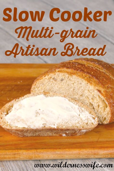 Bread Crockpot, Whole Grain Recipes, Artisan Bread Recipe, Crock Pot Bread, Slow Cooker Bread, Multi Grain Bread, Grain Recipes, Artisan Bread Recipes, Knead Bread