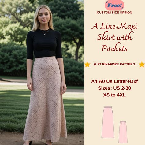 A-Line Maxi Skirt Sewing Pattern, Long Skirt Pattern, A line Skirt, Summer Skirt, Modest Skirt Pattern, Simple Skirt Pattern, XS-4XL Available as an instant download (pdf) sewing pattern bundle with a range of size options: US Sizes: 2, 4, 6, 8, 10, 12, 14, 16, 18, 20, 22, 24, 26, 28, 30 Standard Sizes: XS, S, M, L, XL, 2XL, 3XL, 4XL These patterns are suitable for A4, A0, and US Letter size papers. As soon as your payment is processed, you will automatically receive download links for the patte A Line Maxi Skirt Pattern, A Line Skirt Pattern Free, Simple Skirt Pattern, Maxi Skirt Sewing, Maxi Skirt Sewing Pattern, Girls Maxi Skirt, Long Skirt Pattern, A Line Skirt Pattern, Skirt Pattern Easy