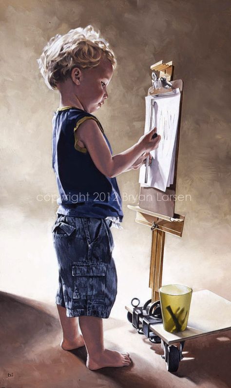 Bryan Larsen, 1975 ~ Romantic Realist painter | Tutt'Art@ | Pittura * Scultura * Poesia * Musica | Kids Portraits, Childrens Art, Artist At Work, Love Art, Amazing Art, Painting & Drawing, Art For Kids, Beautiful Art, Decoupage