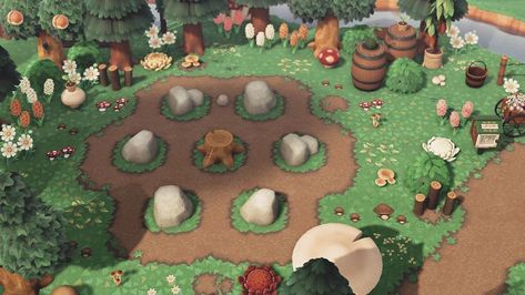 Acnh Rocks Ideas, Rock Garden Animal Crossing New Horizon, Rock Circle Animal Crossing, Rock Garden Ideas Acnh, Acnh Rock Design, Animal Crossing Rock Area, Animal Crossing Rock Ideas, Rock Animal Crossing, Acnh Rock Ideas