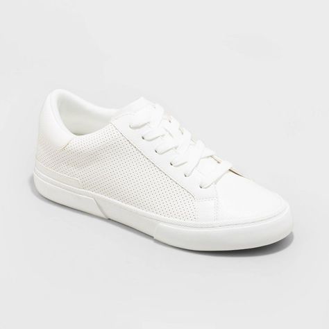 Women's Maddison Sneakers - A New Day™ | Target Target White Sneakers, Tshirt Dress And Sneakers Outfits, Comfy Shoes With Dresses, Women’s Slip On Shoes, White Sneakers With Dress Outfit, Women’s White Sneakers, Best White Sneakers Women, Dresses With White Sneakers, Tennis Shoes With Dress