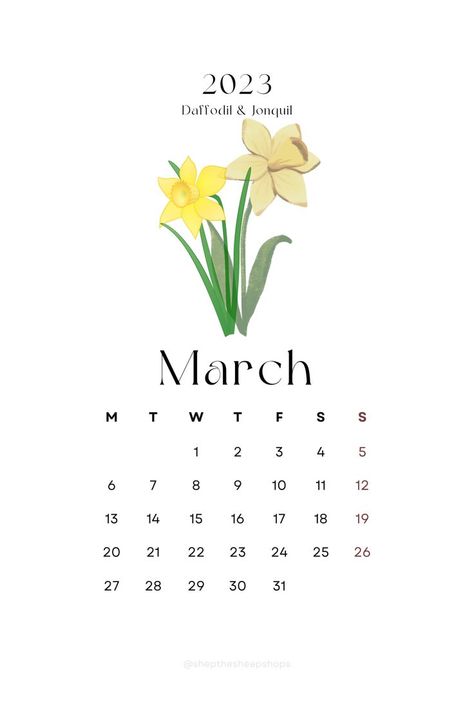 simple brith month flower calendar for March 2023 2023 Monthly Calendar, Minimal Calendar, Daily Schedule Printable, Flower Calendar, Calendar March, Cute Easy Doodles, Cute Calendar, March Month, Light Blue Aesthetic