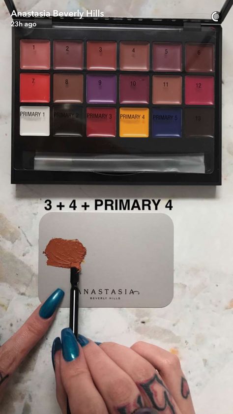 Anastasia Beverly Hills Lip Palette Abh Lip Palette Combinations, Lip Color Mixing Chart, Lip Pallete, Abh Lip Palette, Abh Palette, Custom Lipstick, Lip Combos, Makeup Photos, Lipstick Palette