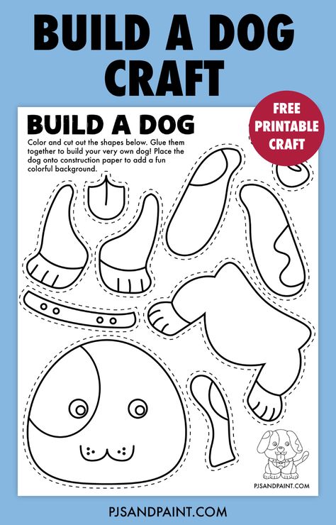 free printable build a dog craft Build A Puppy Printable, Pet Worksheets Preschool Free Printable, Pet Preschool Crafts, Dog Template Printable Free Pattern, Free Bridal Shower Printables, Pet Craft, Puppy Crafts, Pet Crafts, Dog Template