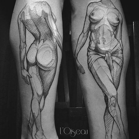 Lea Nahon, Human Sketch, Tattoo Quotes For Women, Pop Art Drawing, Latest Tattoos, Leg Sleeve Tattoo, Female Art Painting, Leg Tattoo, Illustration Art Drawing