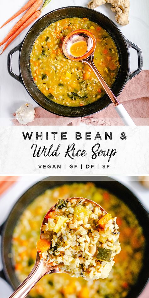 Rice Soup Vegetarian, Hearty Fall Meal, Kale And White Bean Soup, Healthy Soup Recipe, Wild Rice Soup Recipes, White Bean Recipes, Rice Soup Recipes, Soup Healthy, Wild Rice Soup