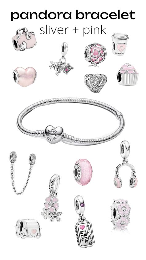 part 2! pink + silver💗🩶 i’ll be posting taylor stuff later! #pandora #pink #bracelet #fyp Pandora Charms Pink, Pandora Bracelet Charms Ideas, Girly Bracelets, Pandora Bracelet Designs, Pandora Armband, Pandora Jewelry Charms, Pandora Pink, Pink Charm, Pola Gelang