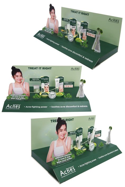 glorifier_mtlt_acnes_2023_311207_01_seong_tan Skincare Product Display, Skincare Display, Rak Display, Cosmetics Display Stand, Makeup Display, Visual Merchandising Displays, Pos Display, Cosmetic Display, Counter Display