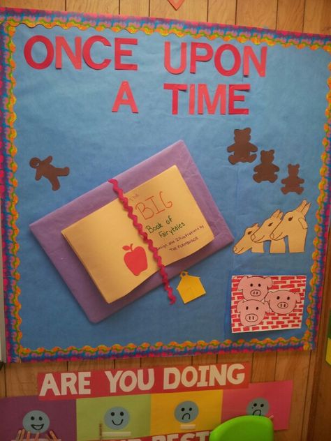 Fairytales Fairy Tales Bulletin Board Ideas, Fairytale Theme Classroom Door, Once Upon A Time Classroom Door, Fairy Tales Bulletin Board, Once Upon A Time Bulletin Board, Fairytale Classroom Transformation, Eyfs Classroom Displays, Fairytales Display Board, Nursery Rhymes Preschool Theme