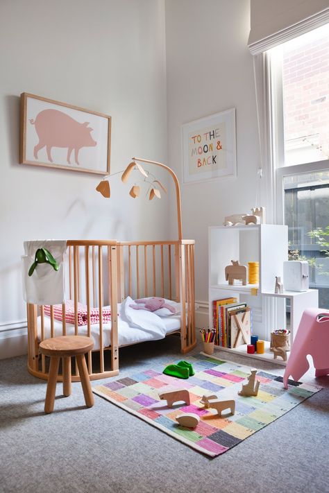 Children's bedroom. Feature with Vitra Eames Elephant and Danese Milano Il Porcello painting. Armadale Residence by Made by Cohen and Robson Rak. Photo by Shannon Mcgrath. #childrensroom Stylish Kids Room, Nursery Style, Modern Nursery Decor, Nursery Modern, Kids Interior, Baby Bedroom, Nursery Inspiration, Cool Ideas, Modern Nursery